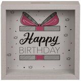 Spardose Holz Happy Birthday mit Schlaufe