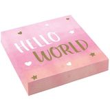 Servietten Hello World rosa 16 Stück