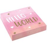 Servietten Hello World rosa 16 Stück