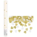Hand Konfettikanone Herz weiss/gold