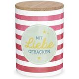 Vorratsdose Mit Liebe gebacken (rote Streifen)