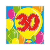 Servietten 30. Geburtstag mehrfarbig 20 Stück