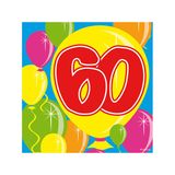 Servietten 60. Geburtstag mehrfarbig 20 Stück