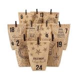 Adventskalender aus Packpapier braun mit Weihnachtsmotiven