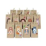 Adventskalender aus Packpapier braun mit Waldtieren