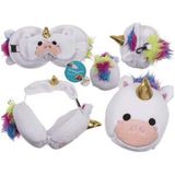 Kinder Plüsch-Reisekissen mit Augenmaske Einhorn