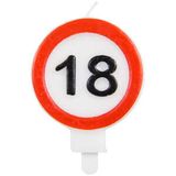 Kerze Verkehrsschild Zahl 18 rot-weiss