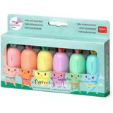 Legami Mini-Textmarker im 6er-Set Carrate Team