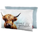 Kissen Hochlandrind Hier wird gechillt 23 x 40cm