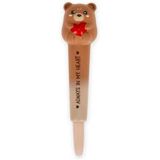 Legami Löschbarer Gelstift Squishy Teddybär mit Herz Braun