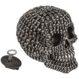 Spardose Silberner Totenkopf mit Schloss