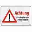 Blechschild Achtung Freilaufender Rentnerin