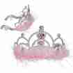 Tiara Krone rosa mit Federn