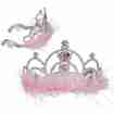 Tiara Krone rosa mit Federn