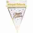 Happy Birthday Wimpel Girlande Weiss-Gold
