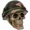 Spardose Totenkopf mit Armyhelm umd Schloss