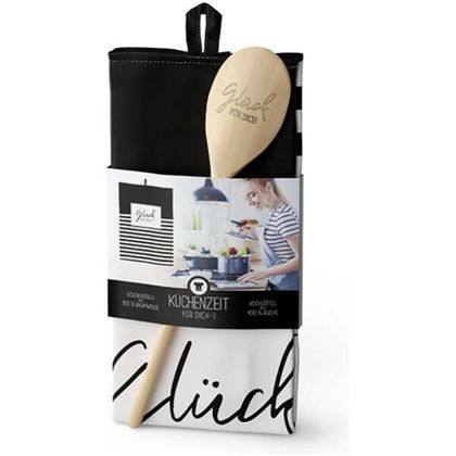 Geschirrtuch und Löffel Glück für dich schwarz/weiss