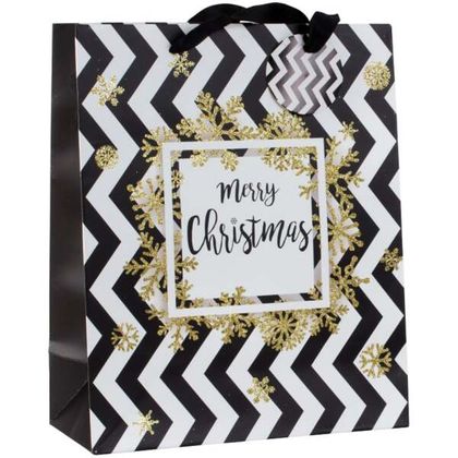 Merry Christmas Geschenktasche schwarz/gold