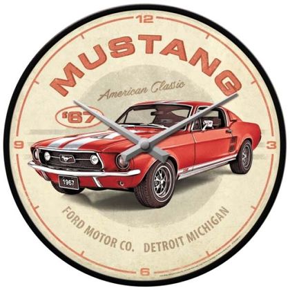 Nostalgic Art Wanduhr Ford Mustang 1967 Red