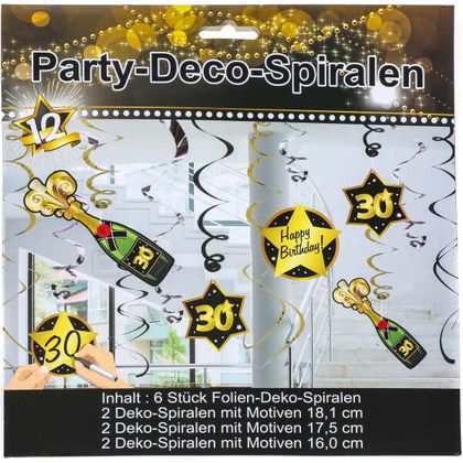 Party Deko-Spiralen 30. Geburtstag
