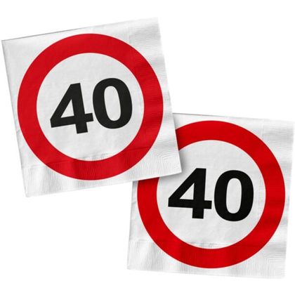 Servietten Verkehrsschild 40. Geburtstag