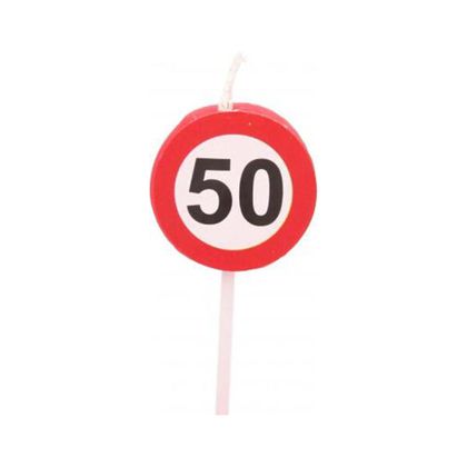 Kerze Verkehrsschild 50. Geburtstag
