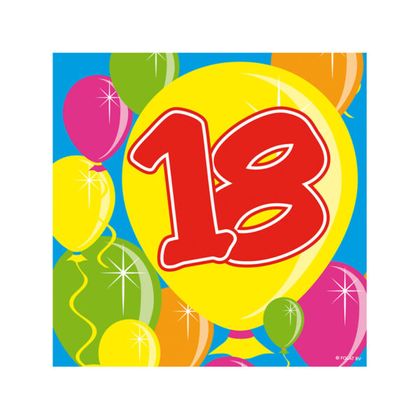 Servietten 18. Geburtstag mehrfarbig 20 Stück