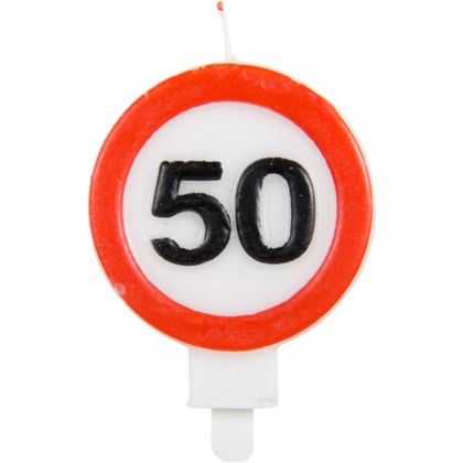50. Geburtstag Kerze Verkehrsschild
