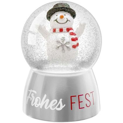 Mini Glitzerkugel Schneemann Frohes Fest