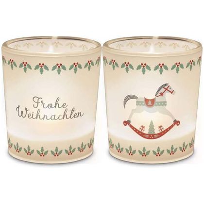Teelicht Frohe Weihnachten Schaukelpferd