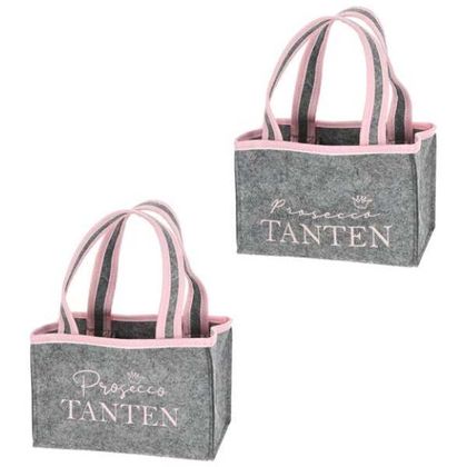 Flaschenträger Filz Prosecco Tanten Grau