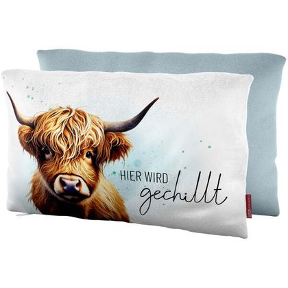 Kissen Hochlandrind Hier wird gechillt 23 x 40cm