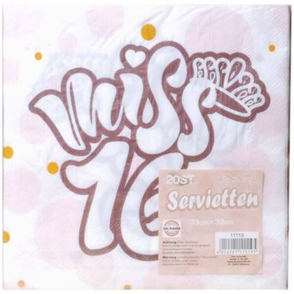 Servietten Miss 16 Roségold 20 Stück