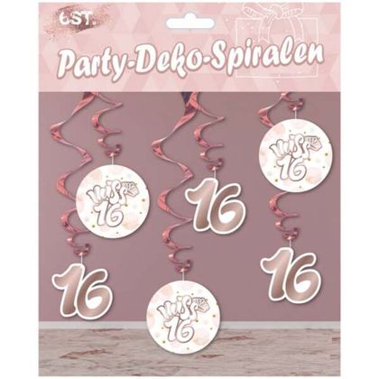 Party-Spiralen Miss 16 Roségold 6-teilig