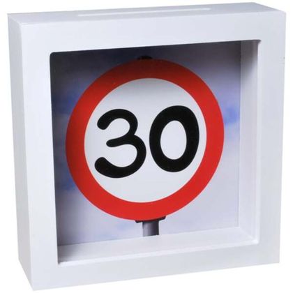 Bilderrahmen-Spardose Verkehrstafel 30 Geburtstag