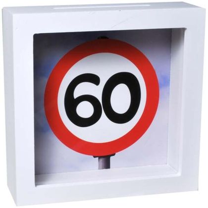 Bilderrahmen-Spardose Verkehrstafel 60 Geburtstag
