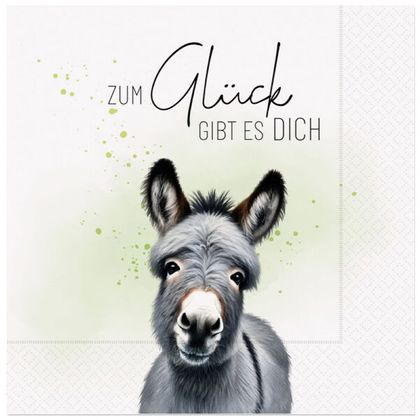 Servietten Esel Zum Glück gibt es Dich 20 Stück