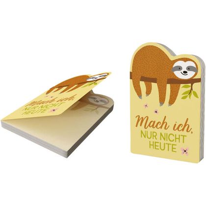 Notizblock Faultier Mach ich nur nicht Heute 12cm x 8cm