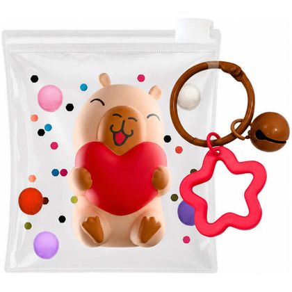 Trendhaus Squishy Capybara mit Schlüsselanhänger einzeln Rot