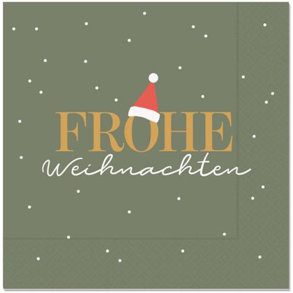 Servietten Frohe Weihnachten Santa-Mütze 33 x 33cm 20 Stück