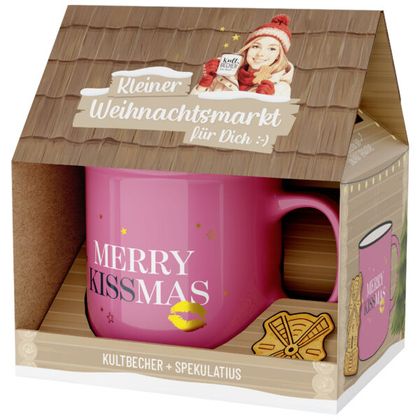 Weihnachtsmarkt Kultbecher und Spekulatius Merry Kissmas