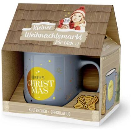 Weihnachtsmarkt Kultbecher und Spekulatius Merry Christmas